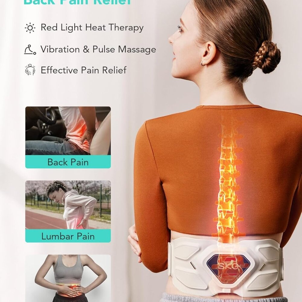 SKG Lower Back Vibrating Massager Adjustable Cordless Heating Pad Infrared W9PRO - Picture 3 of 9